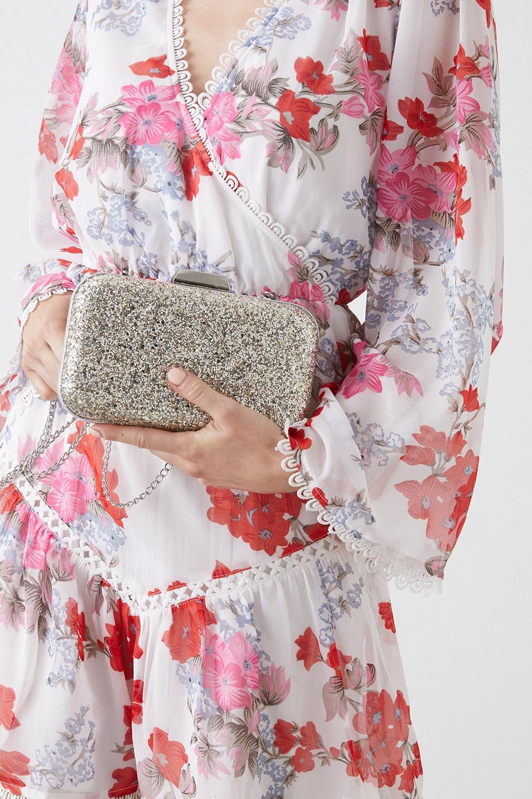 Silver Faith: Maddie Glitter Clutch Bag image number 1