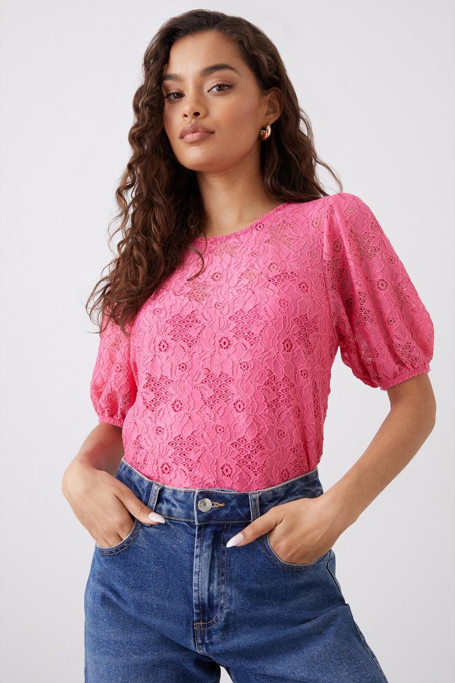 Petite Pink Lace Top