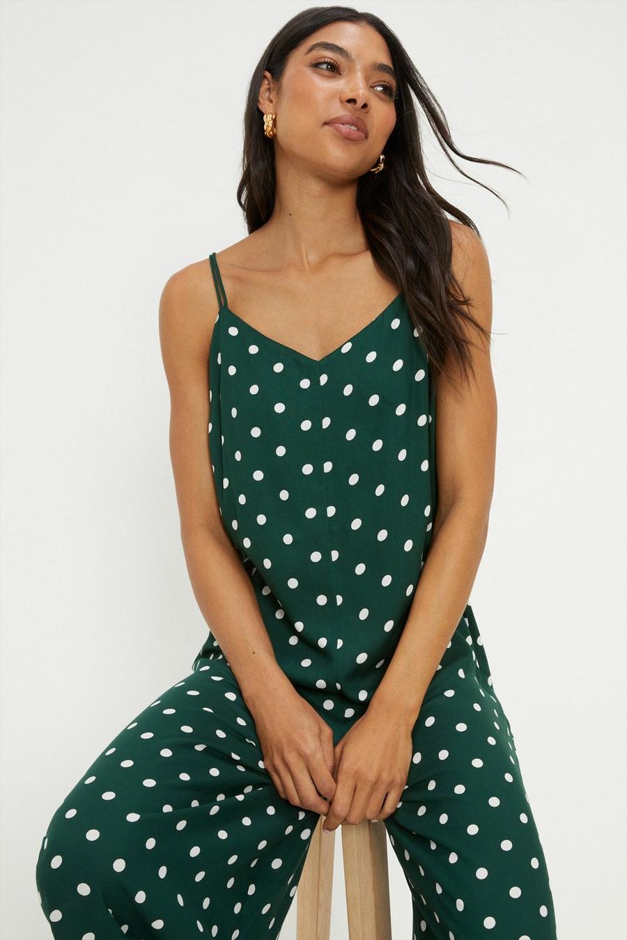 Green Spot Strappy Jumpsuit