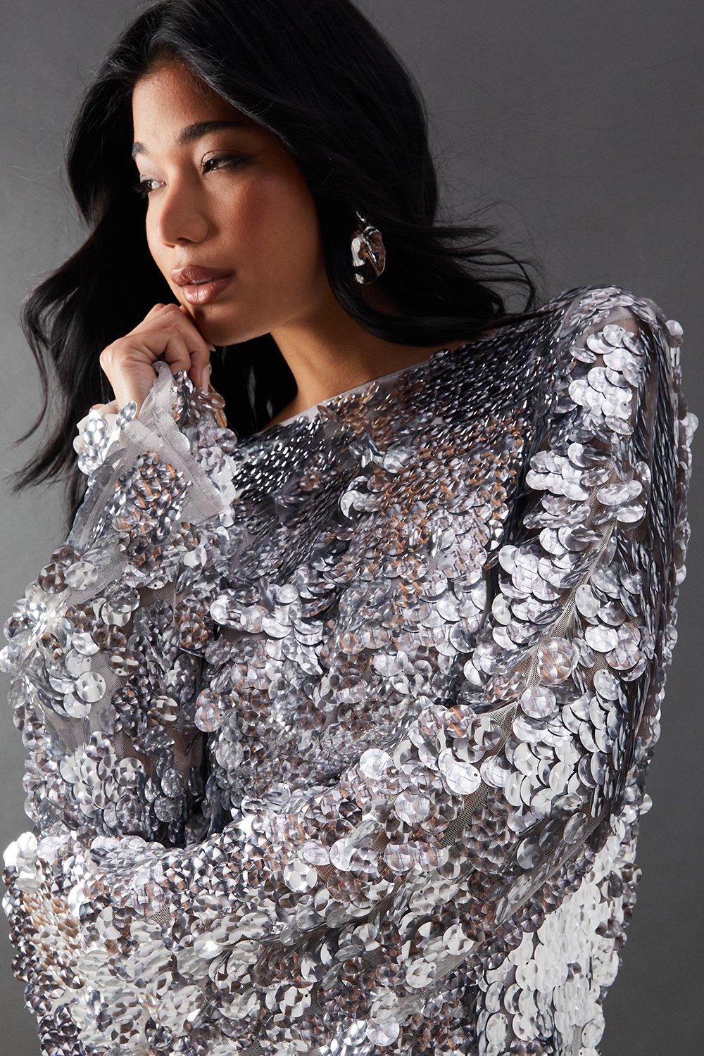 Premium Holographic Sequin Slash Neck Mini Dress | Nasty Gal