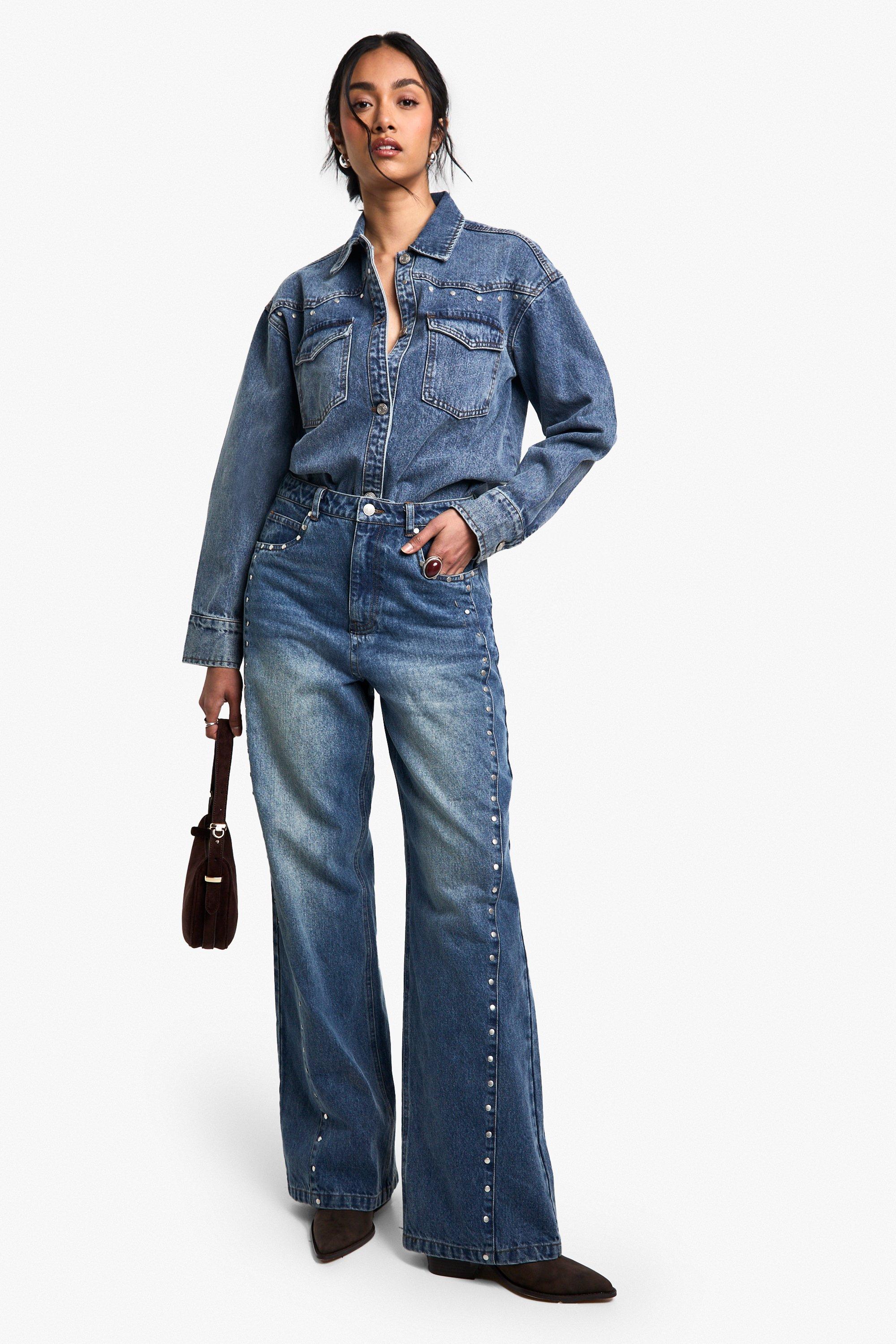 Studded Western Denim Shirt