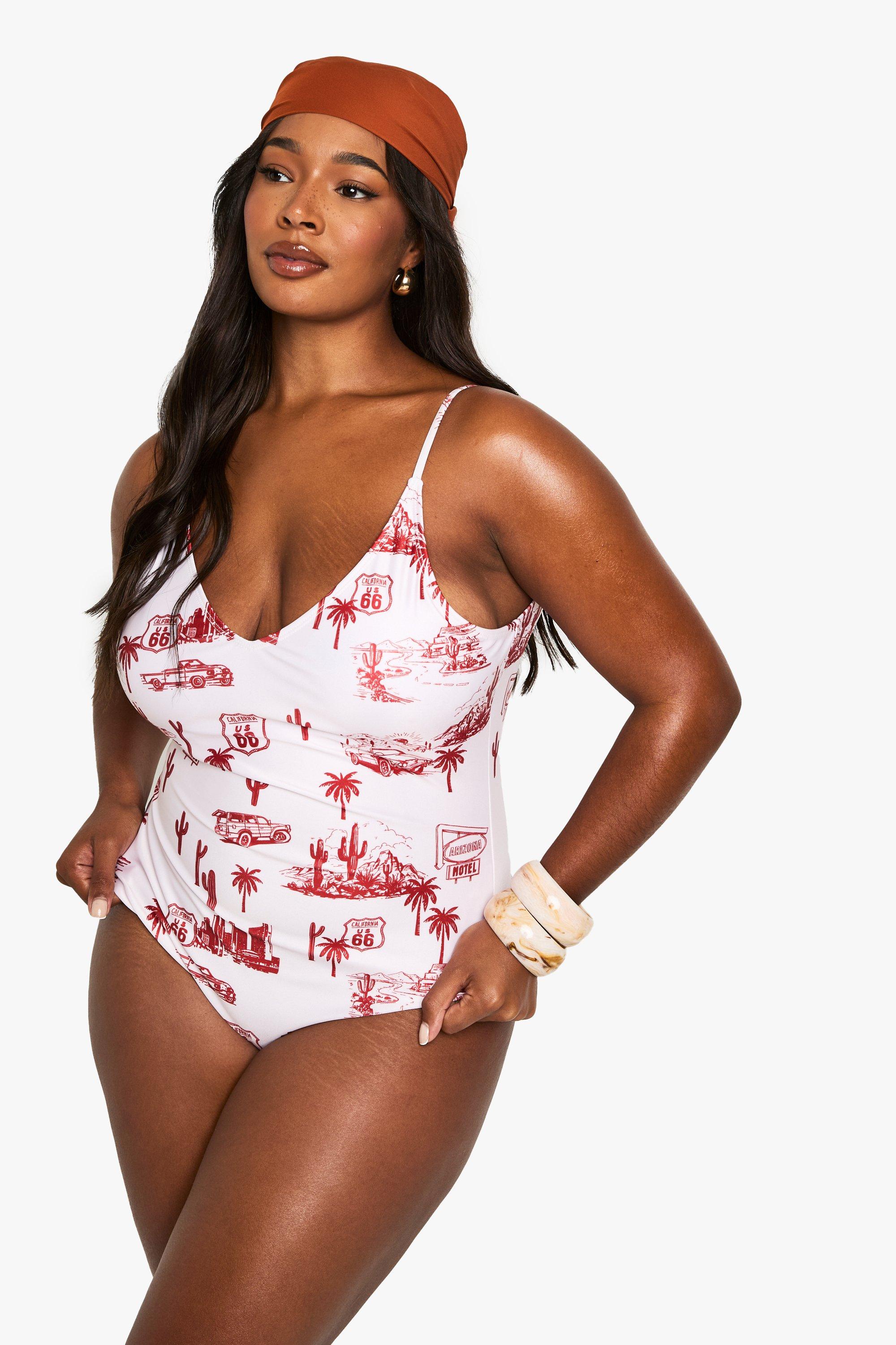 PLUS MOTEL PRINT SWIMSUIT